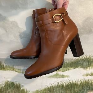 Lauren Ralph Lauren Camel Leather Ankle Boots